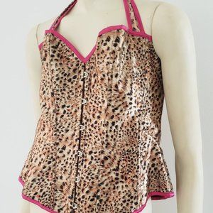 FINAL SALE leopard bustier corset 2XL satin Curvy Palace
